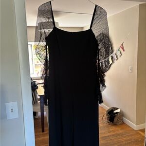 Lulu's Black Jumpsuit with Lace Sleeves